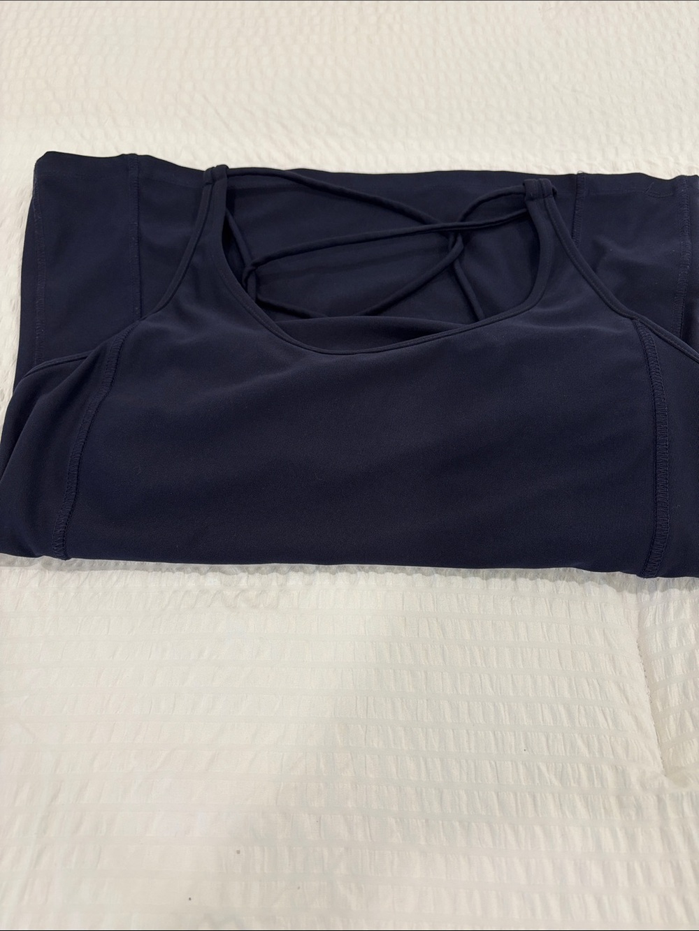 Pilates Women’s Navy Strappy Active Tank Top with built-in bra‎ women’s small - Picture 3 of 4